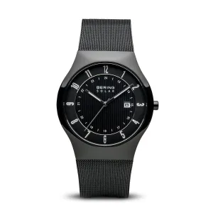 BERING 14640-222 Men's Solar Watch Black Dial Black Stainless Steel Mesh Band