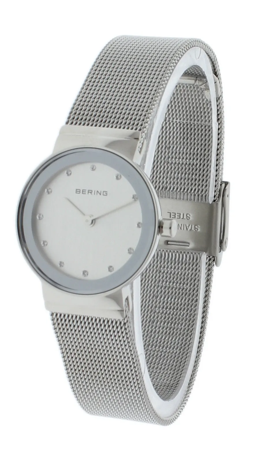 BERING Classic 26mm Polished Silver Mesh Band Women's Watch 10126-000
