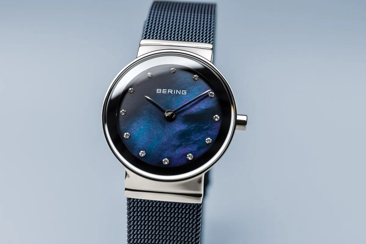 BERING Classic Slim Blue Dial Blue Mesh Band Women's Watch 10126-307