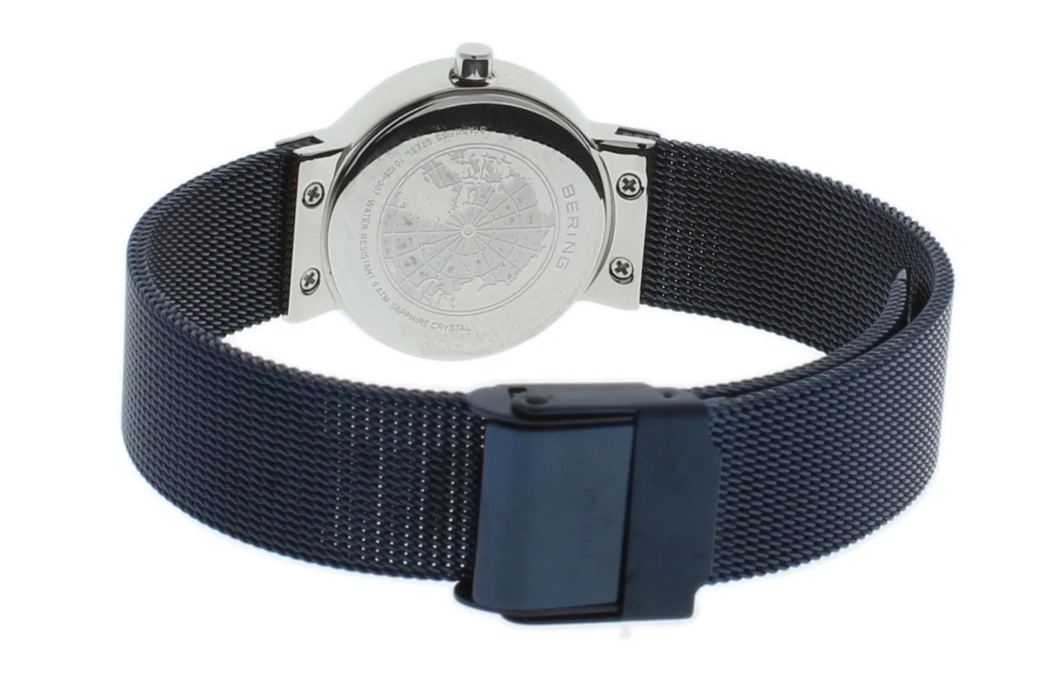 BERING Classic Slim Blue Dial Blue Mesh Band Women's Watch 10126-307