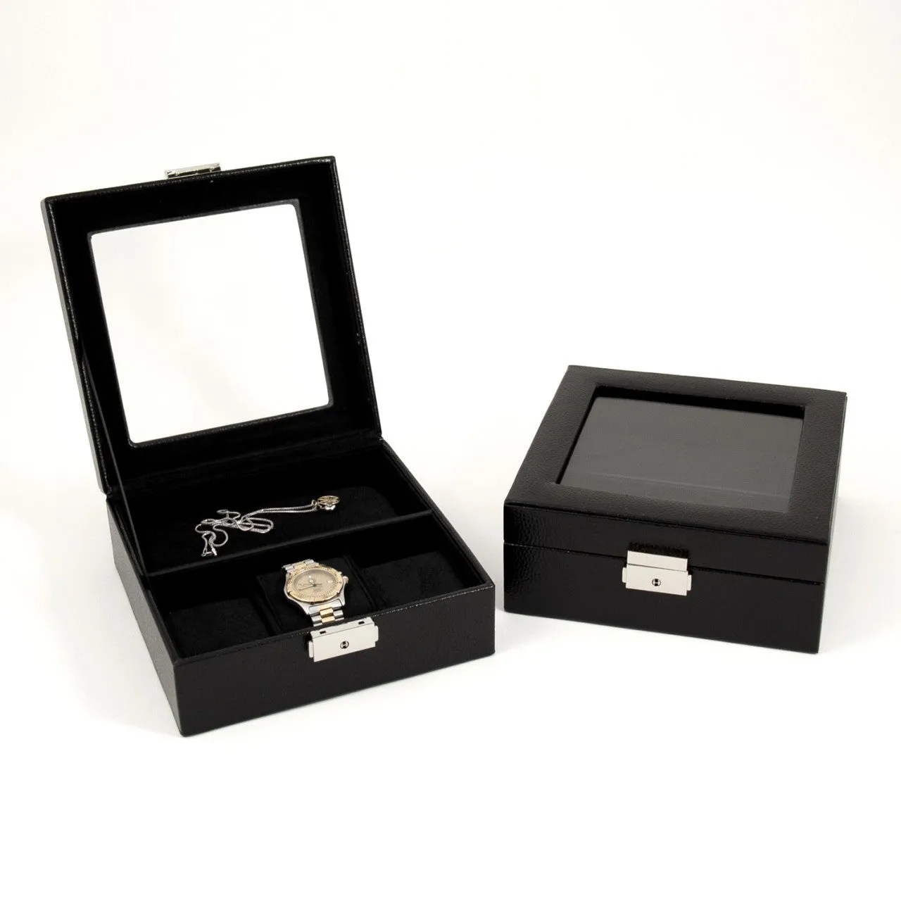 Black Leather Watch And Accessory Case