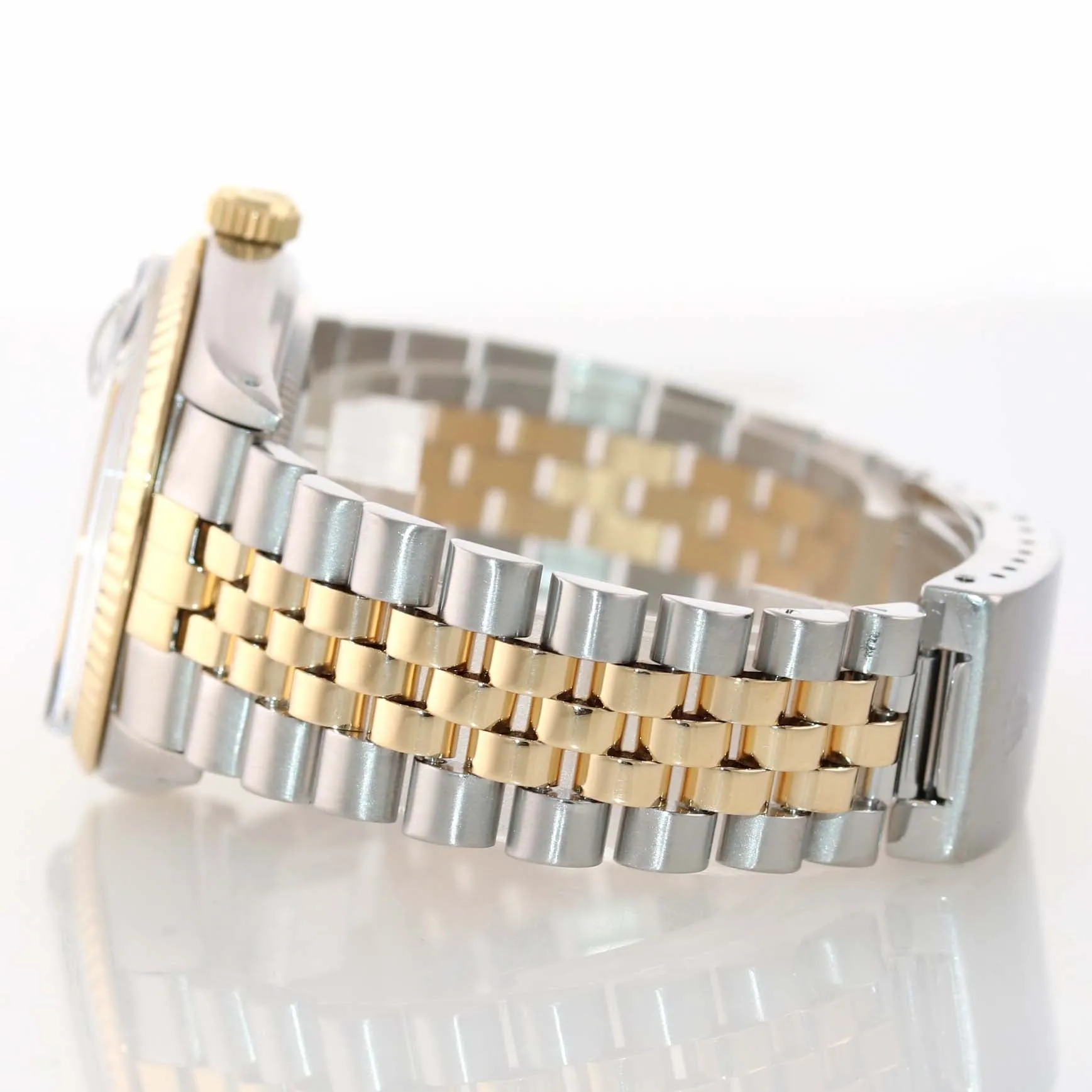 Blue Rolex DateJust 16013 two tone 18k Yellow Gold Steel Fluted Jubilee Watch