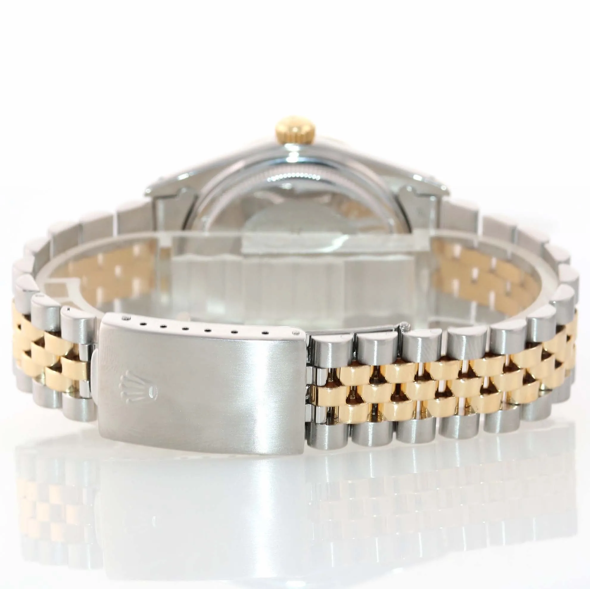 Blue Rolex DateJust 16013 two tone 18k Yellow Gold Steel Fluted Jubilee Watch