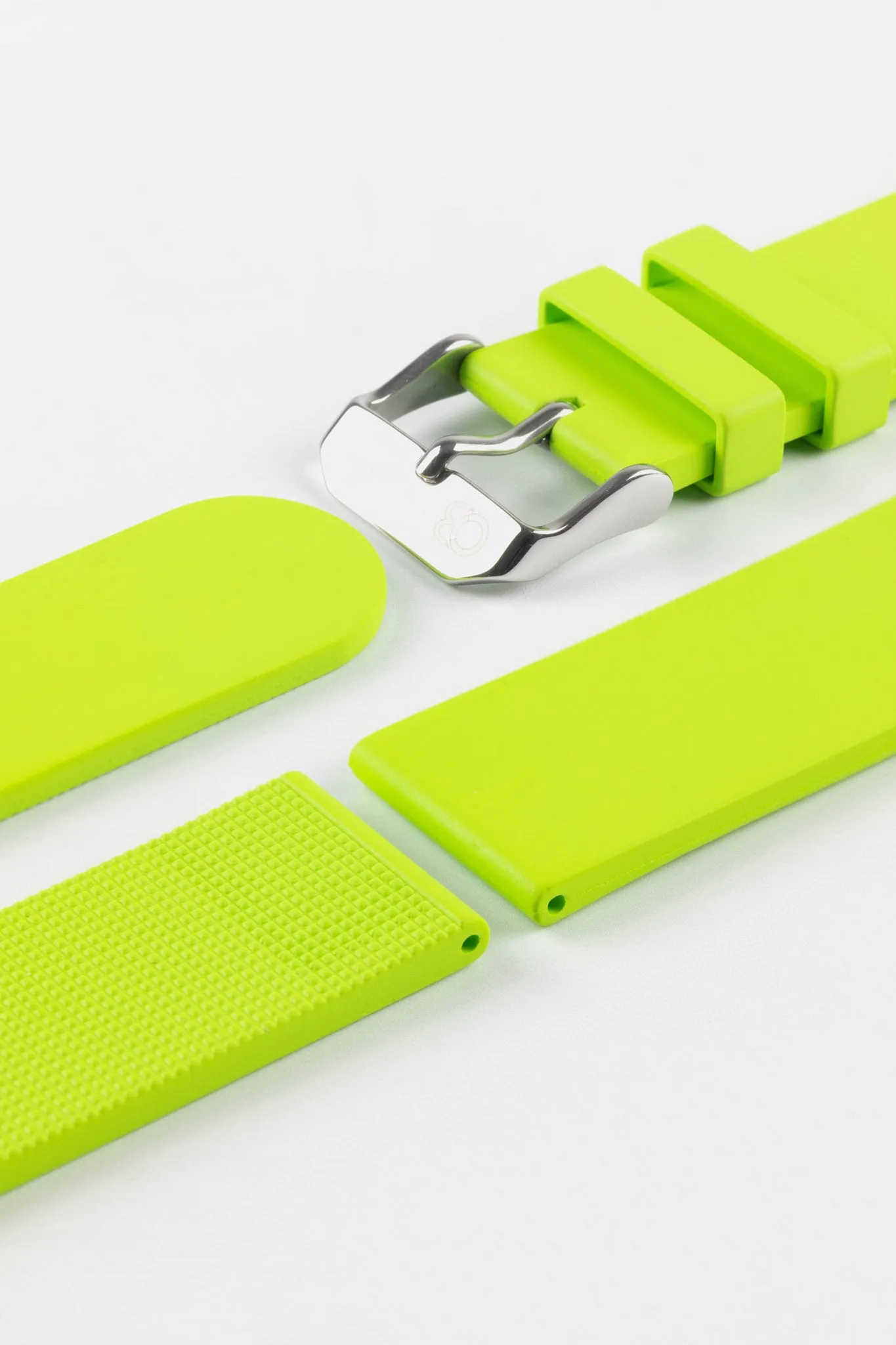 Bonetto Cinturini 270 Self-Punch Rubber Watch Strap in LIME GREEN