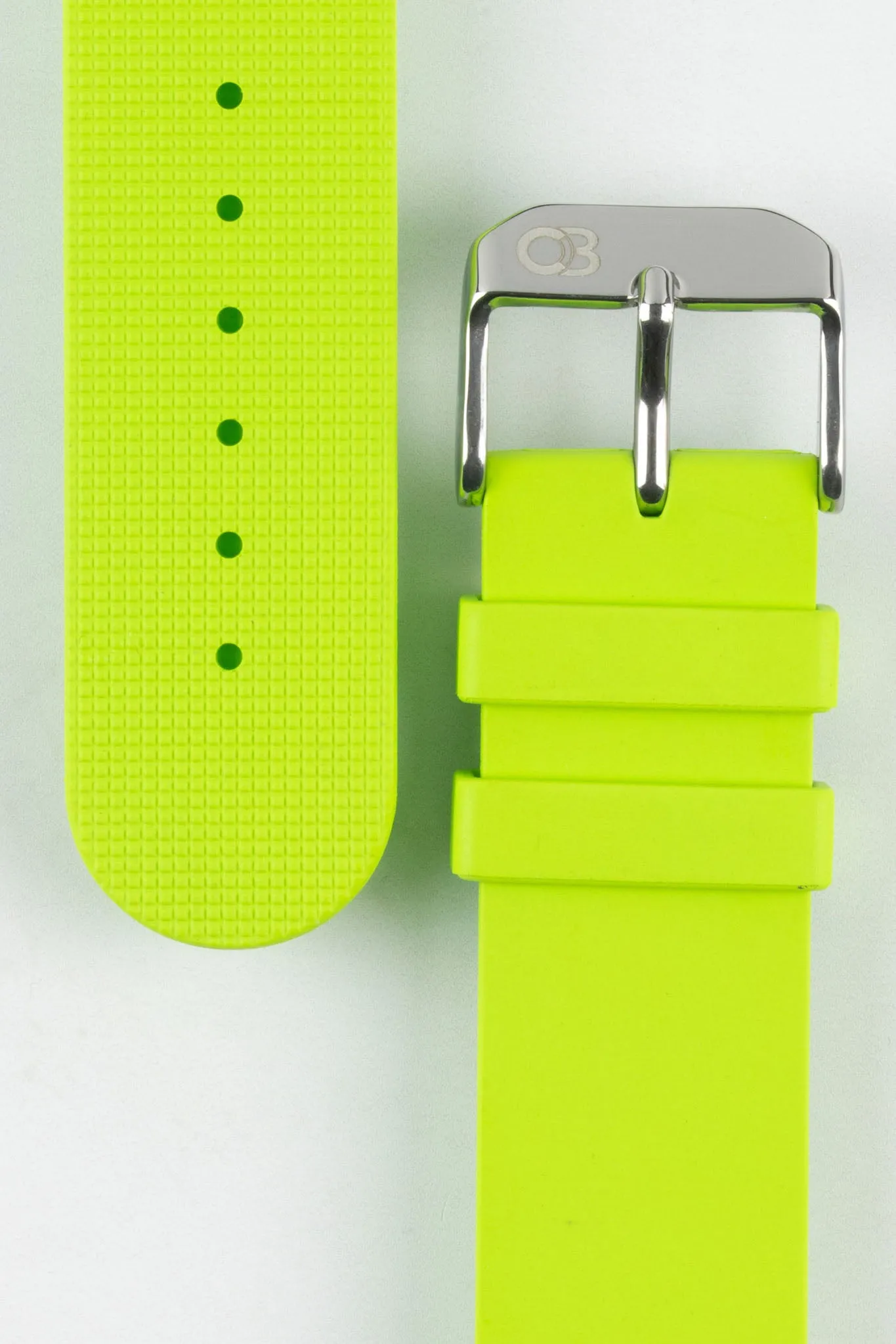Bonetto Cinturini 270 Self-Punch Rubber Watch Strap in LIME GREEN