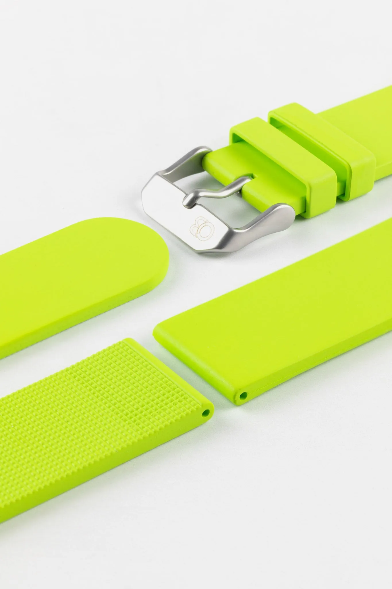 Bonetto Cinturini 270 Self-Punch Rubber Watch Strap in LIME GREEN