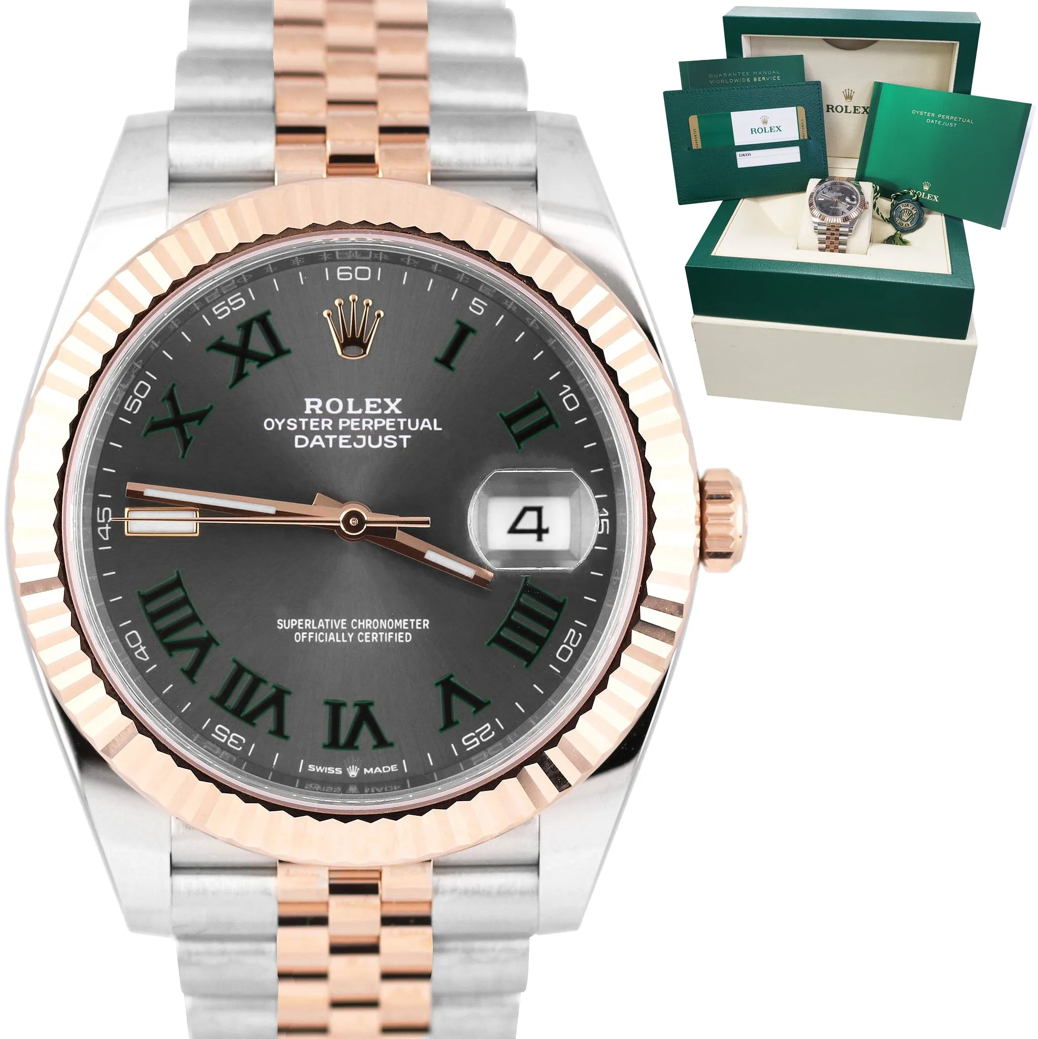 BRAND NEW 2020 Rolex DateJust 41 II 126331 Gray Everose Gold 18K Wimbledon Watch