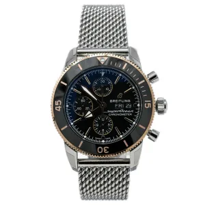Breitling Men's Superocean Heritage 18K Red Gold & Steel 44mm Black Chronograph Dial Watch Reference #: U13313