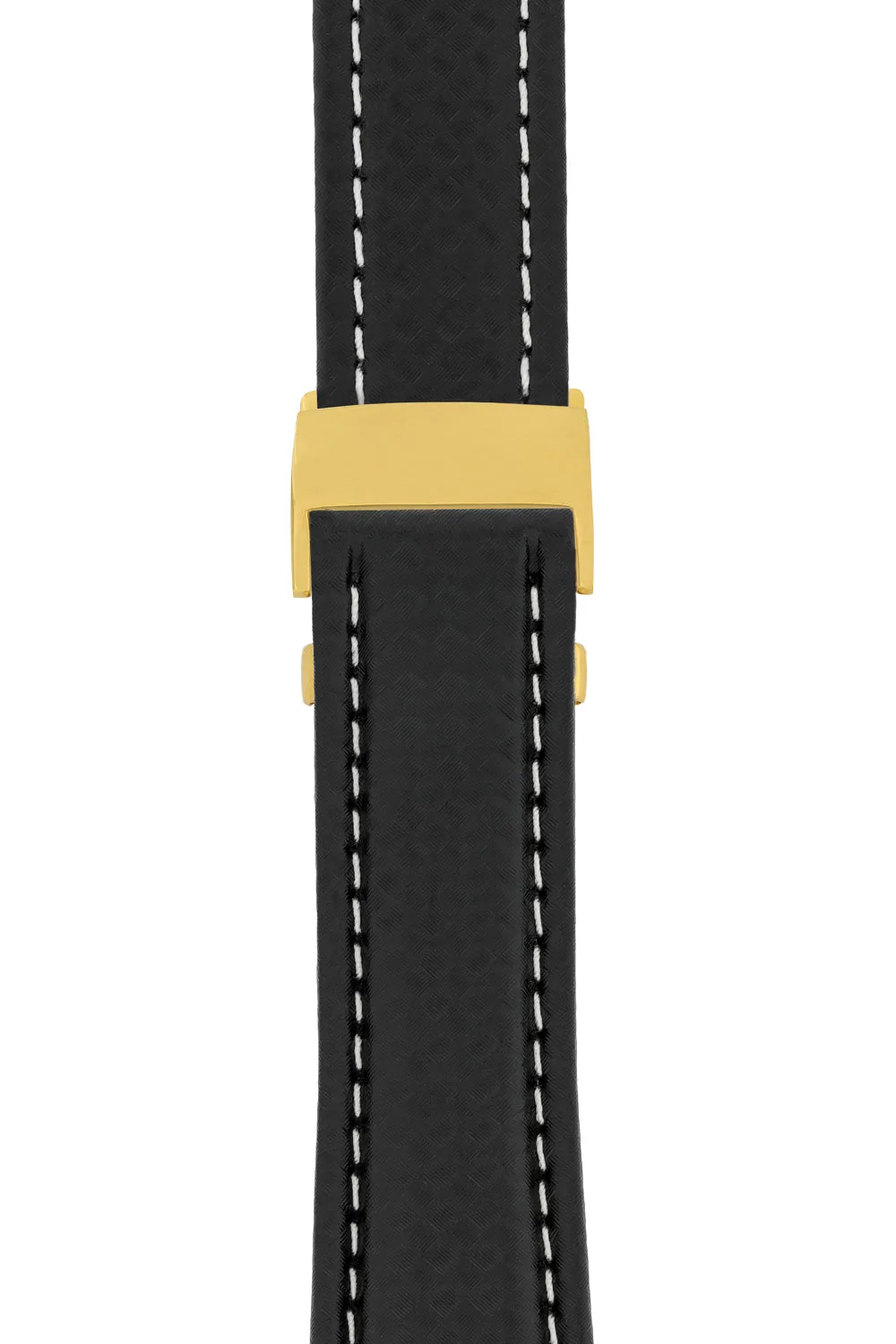 Breitling-Style Carbon-Embossed Deployment Watch Strap Black