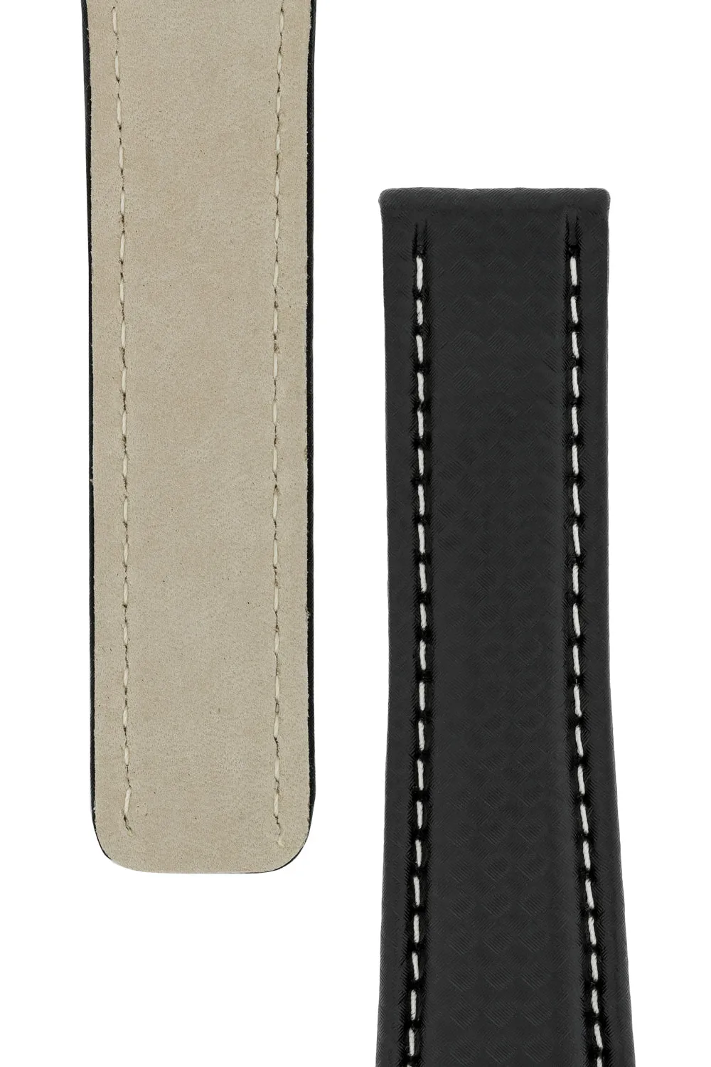Breitling-Style Carbon-Embossed Deployment Watch Strap Black
