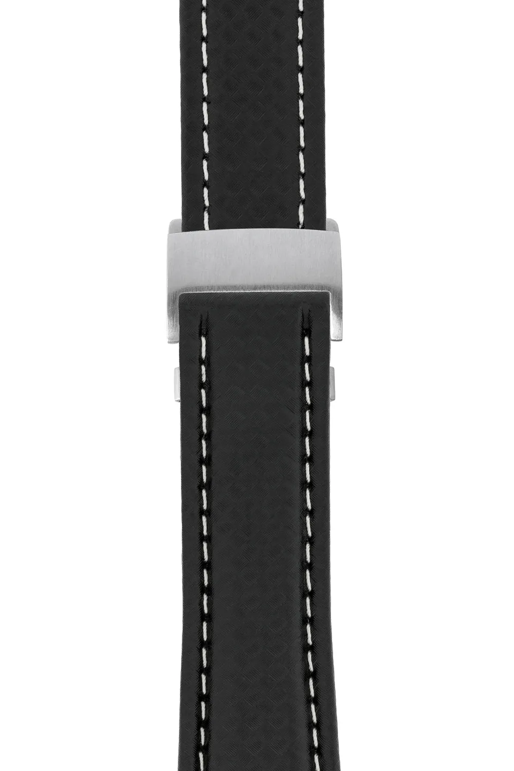 Breitling-Style Carbon-Embossed Deployment Watch Strap Black