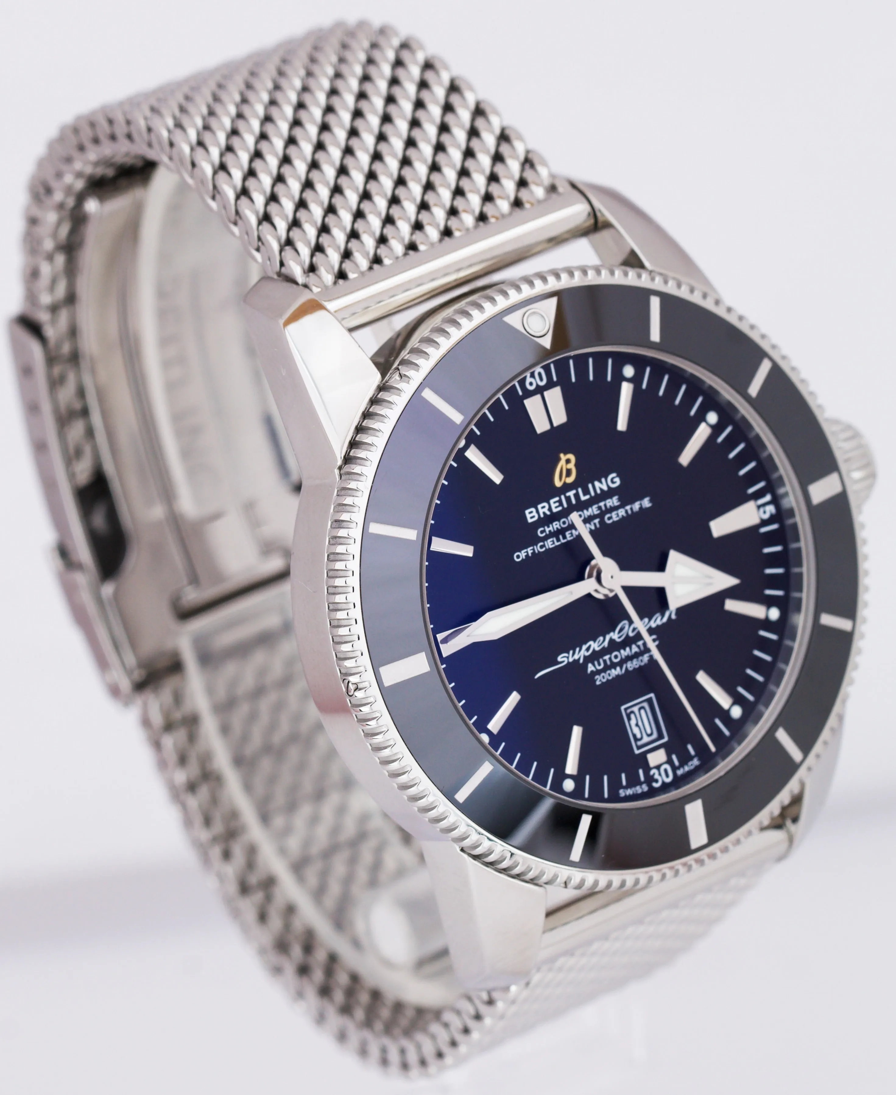 Breitling Superocean Heritage II 46mm Black Stainless Mesh AB2020 46mm Watch