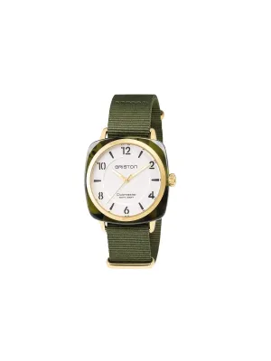 Briston Clubmaster Chic Acetate HMS Green Tortoise Shell Gold White Dial 36mm