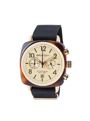 Briston Clubmaster Classic Acetate Chronograph Gold PVD Champagne Dial 40mm