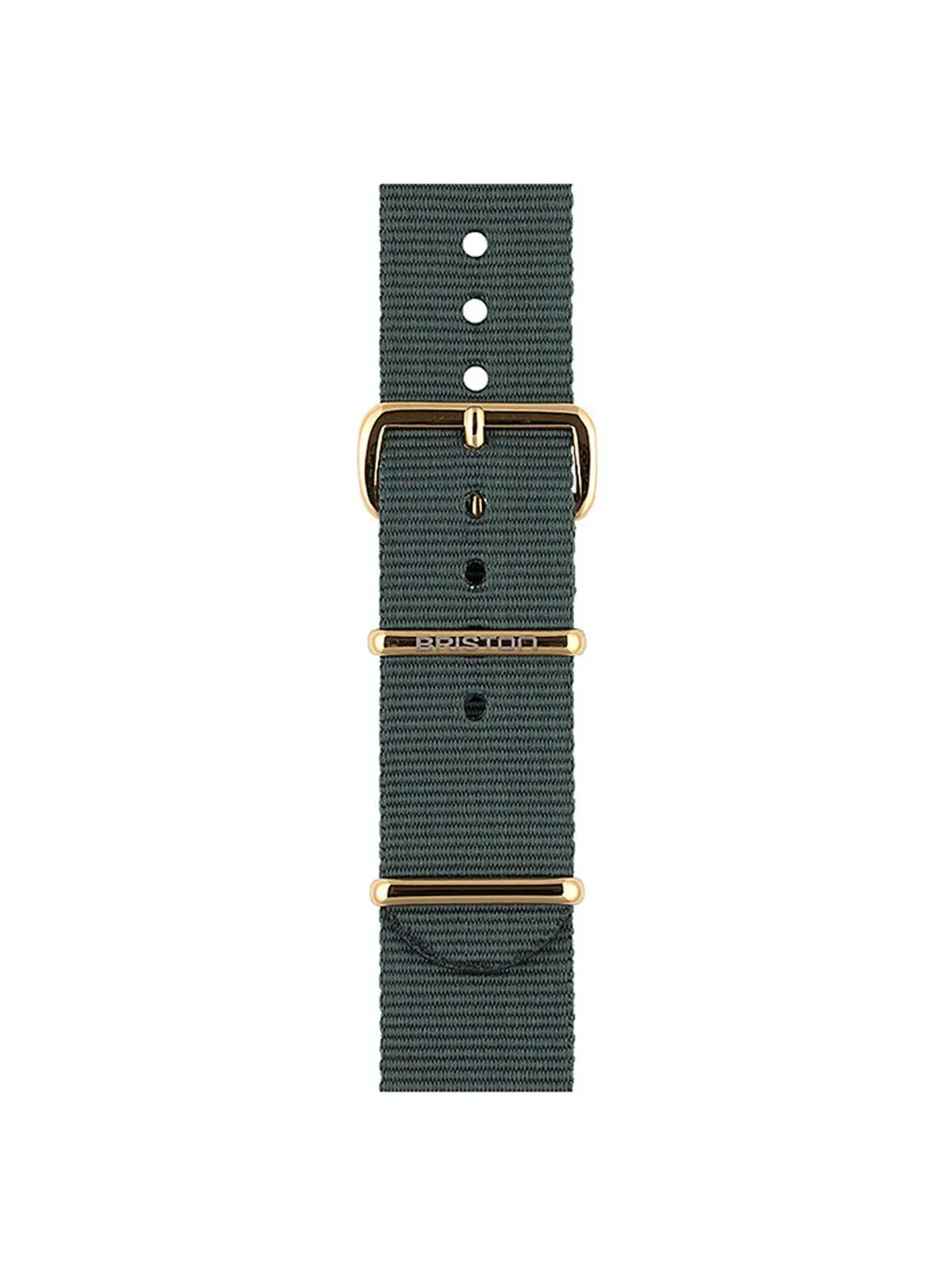 Briston Nato Strap Grey Yellow Gold 20mm