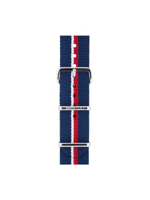 Briston Nato Strap Navy Blue White Red Stripes Polished Steel 20mm