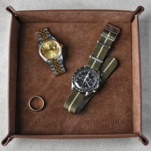 Brown Suede Valet Tray