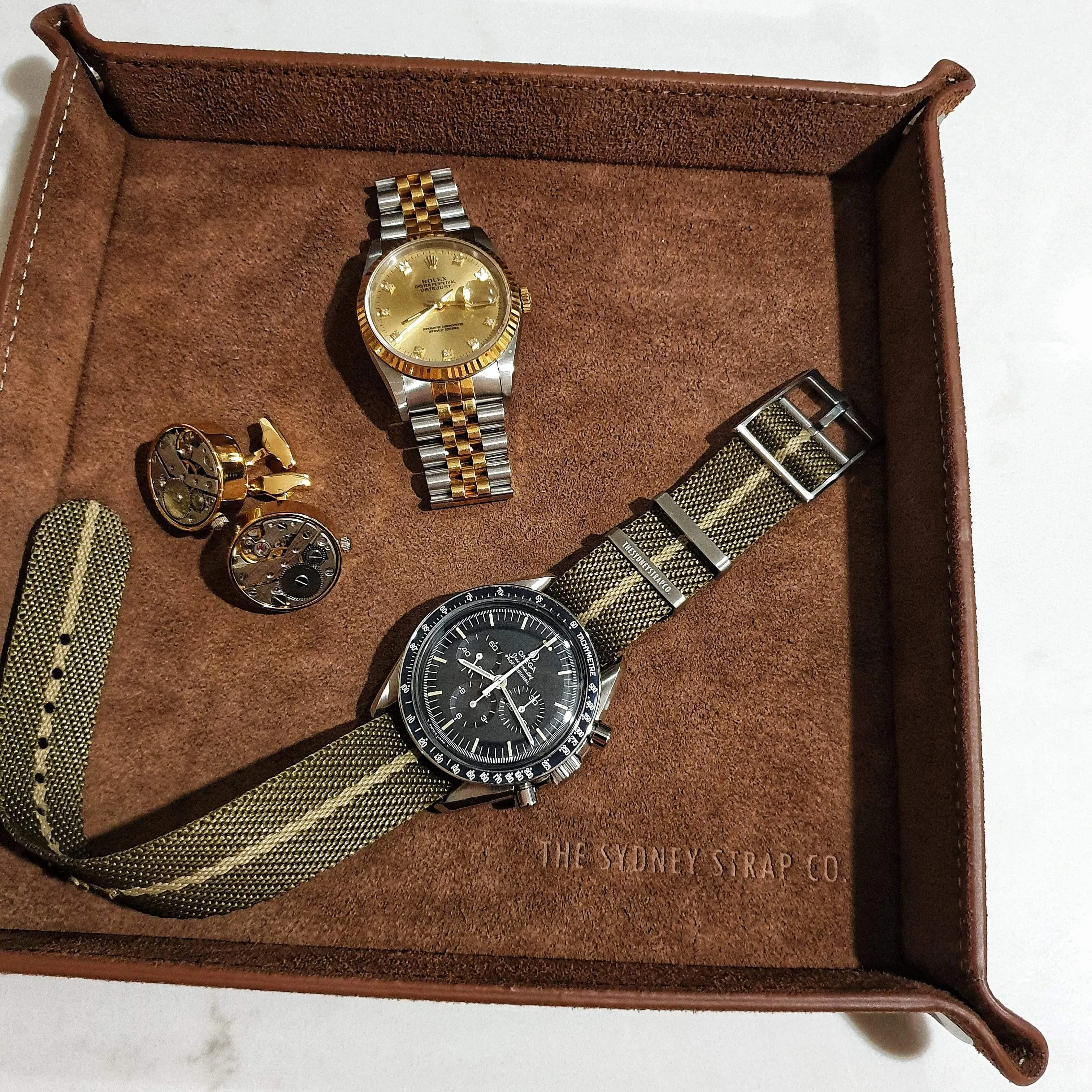 Brown Suede Valet Tray
