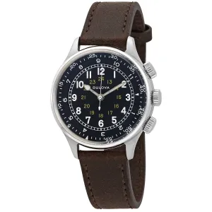 Bulova A-15 Pilot Automatic Black Dial Brown Leather Men's Watch 96A245