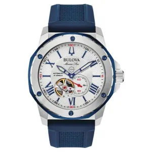 Bulova Marine Star Mens Automatic Stainless Steel Blue Silicon Strap Watch