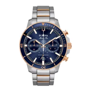 Bulova Marine Star Mens Chronograph Two Tone Blue Dial Watch
