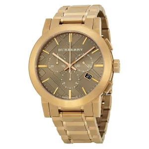 Burberry Taupe Chronograph Dial Rose Gold Plated Steel Men's Watch BU9353