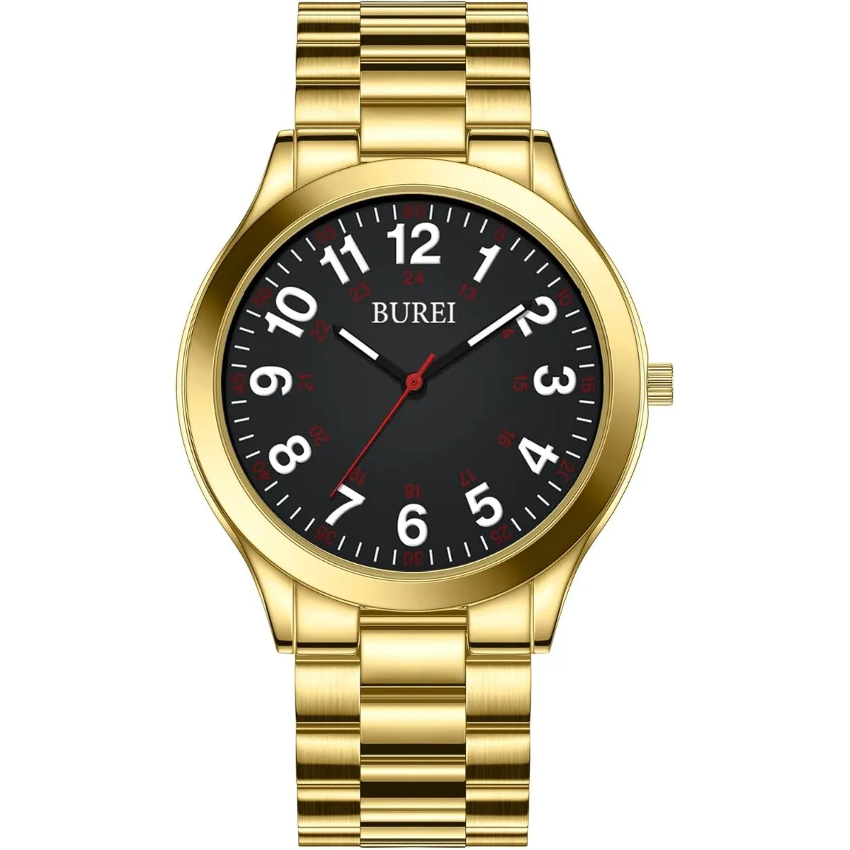 BUREI Men Watches Fashion Analog Stainless Steel Quartz Waterproof Watches for Men