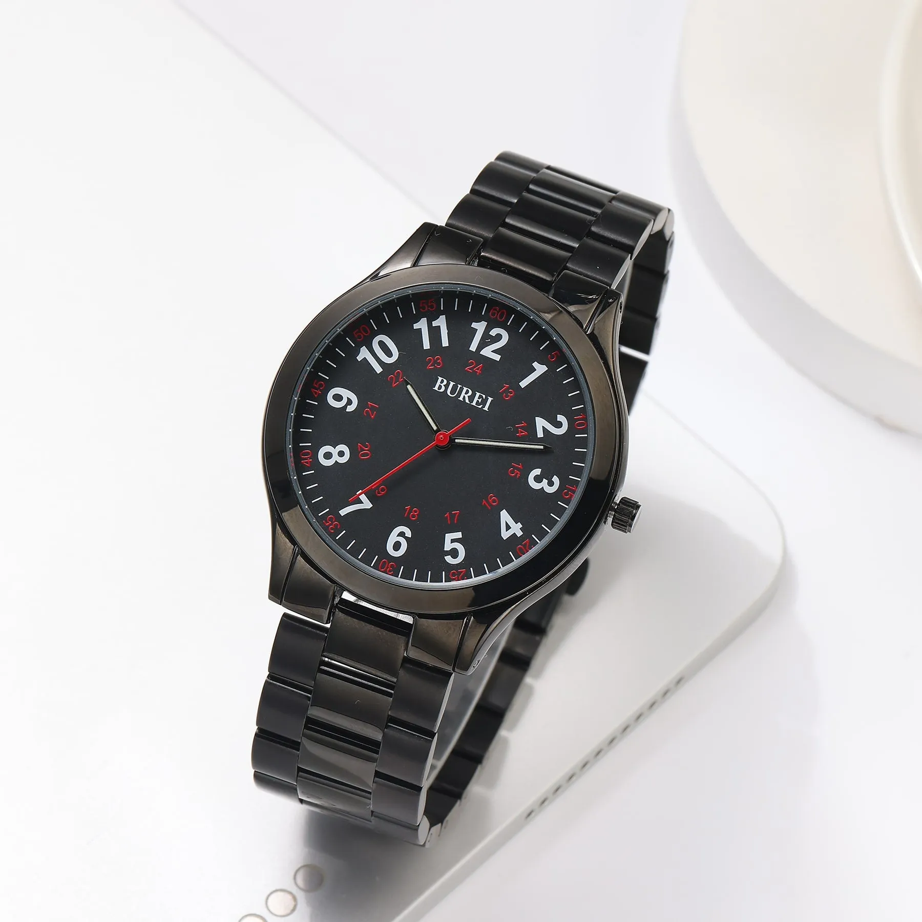BUREI Men Watches Fashion Analog Stainless Steel Quartz Waterproof Watches for Men