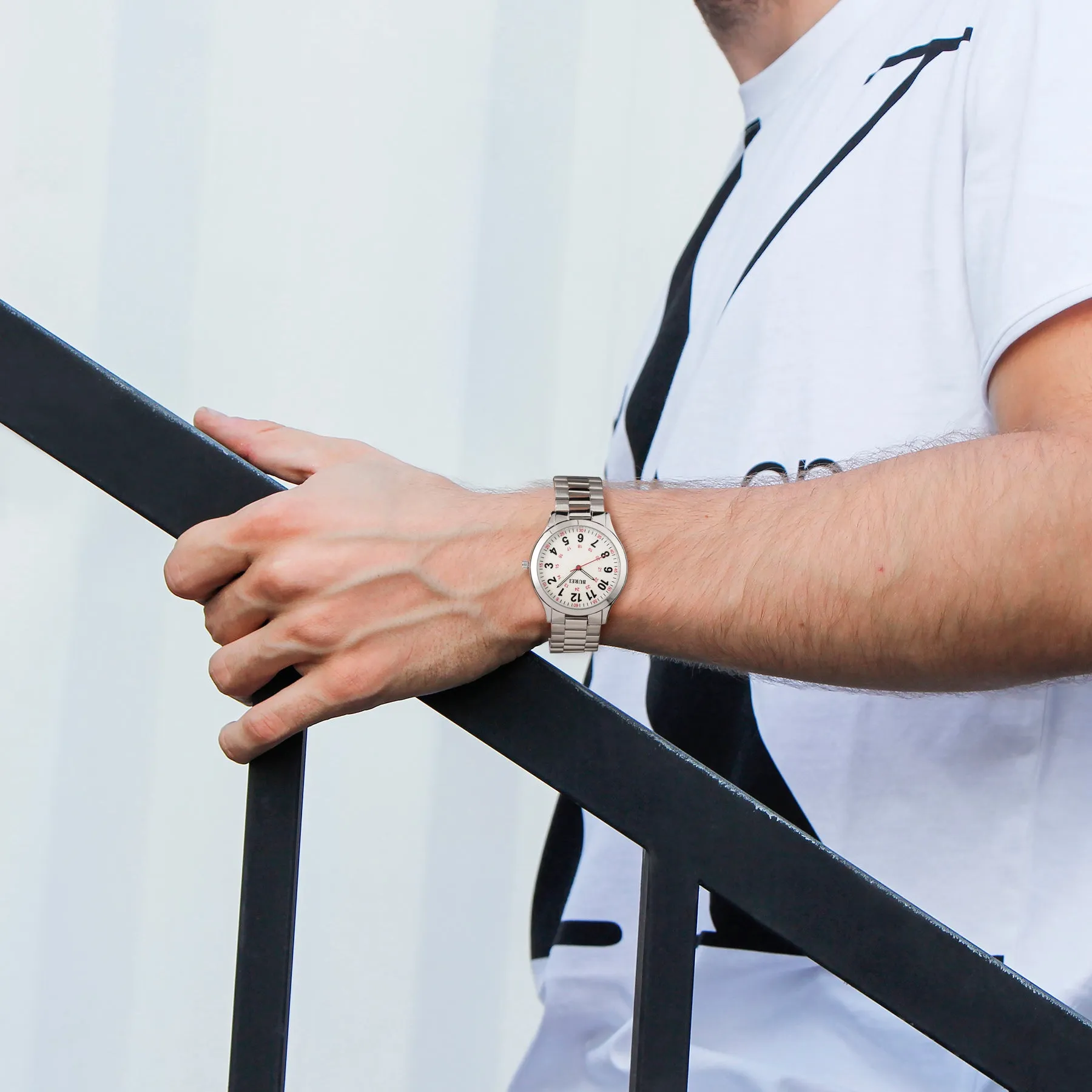 BUREI Men Watches Fashion Analog Stainless Steel Quartz Waterproof Watches for Men