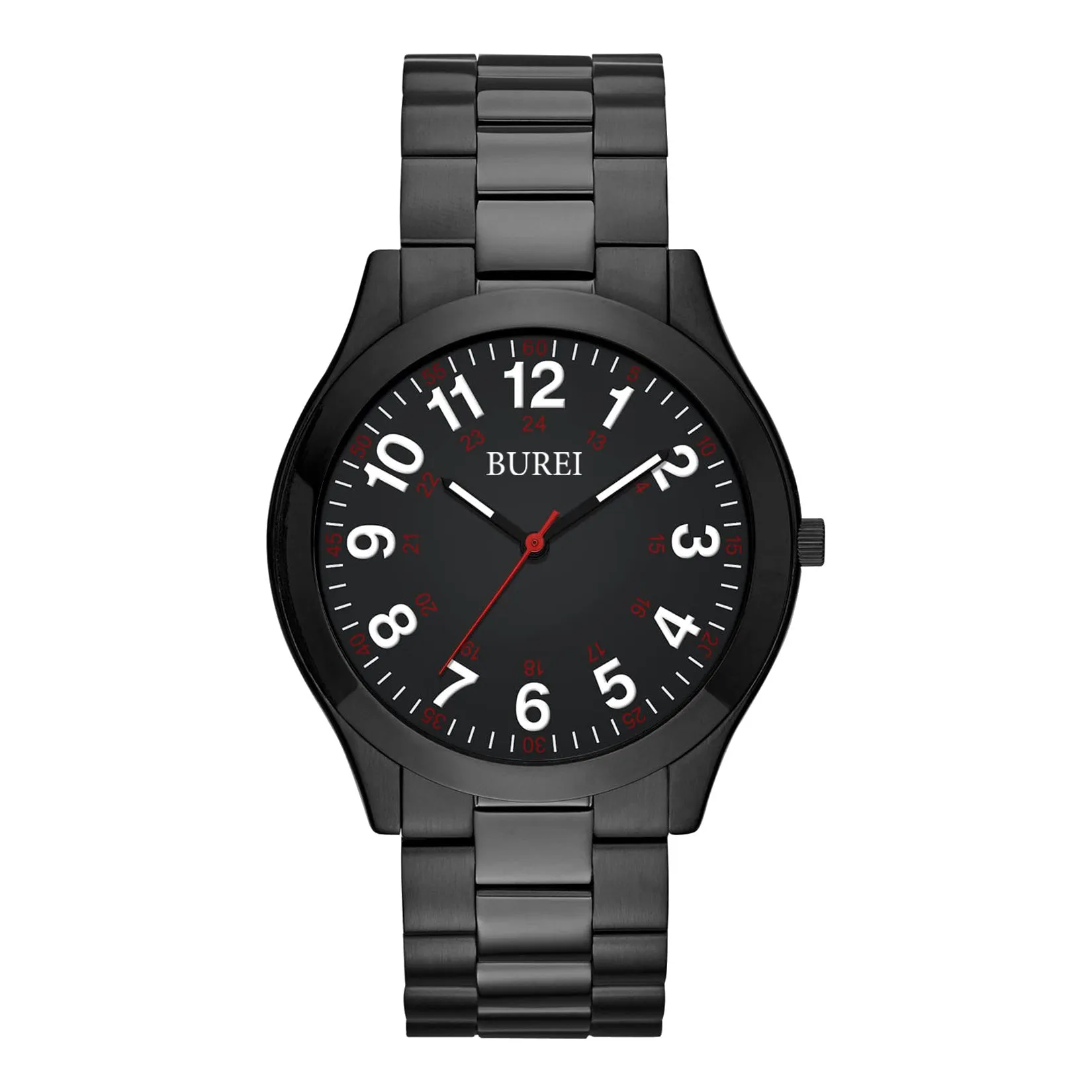 BUREI Men Watches Fashion Analog Stainless Steel Quartz Waterproof Watches for Men