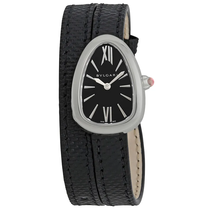 Bvlgari Serpenti Black Dial Ladies Double Wrap Leather Watch 102782