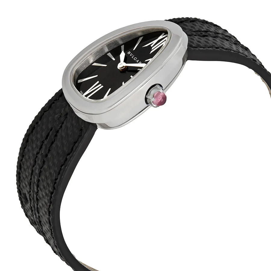 Bvlgari Serpenti Black Dial Ladies Double Wrap Leather Watch 102782
