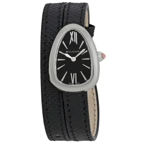 Bvlgari Serpenti Black Dial Ladies Double Wrap Leather Watch 102782