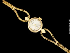 c. 1957 Rolex Orchid Ladies Vintage Watch, 18K Gold - Rare & Beautiful Crown Design