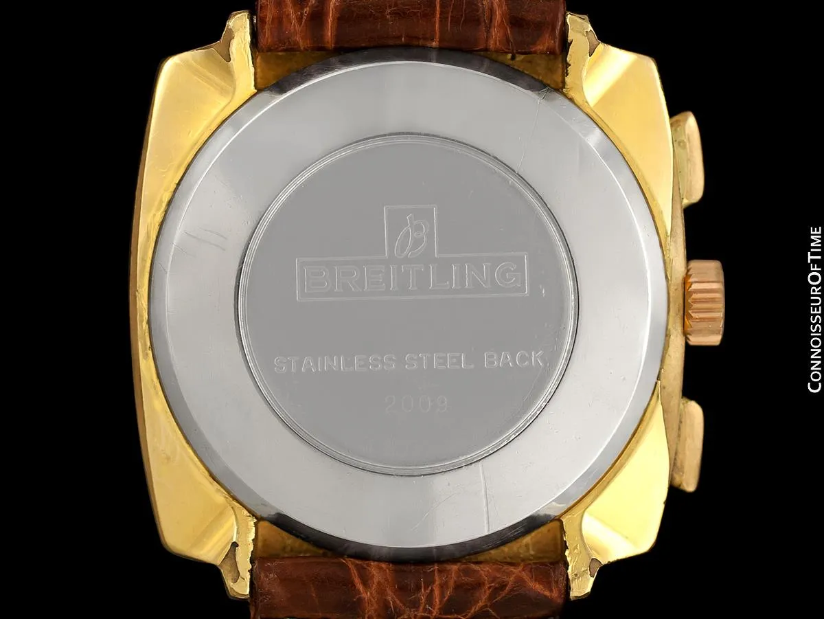 c. 1970 Breitling Top Time Vintage Large Pilots Panda Dial Chronograph - 14K Gold Filled & Stainless Steel