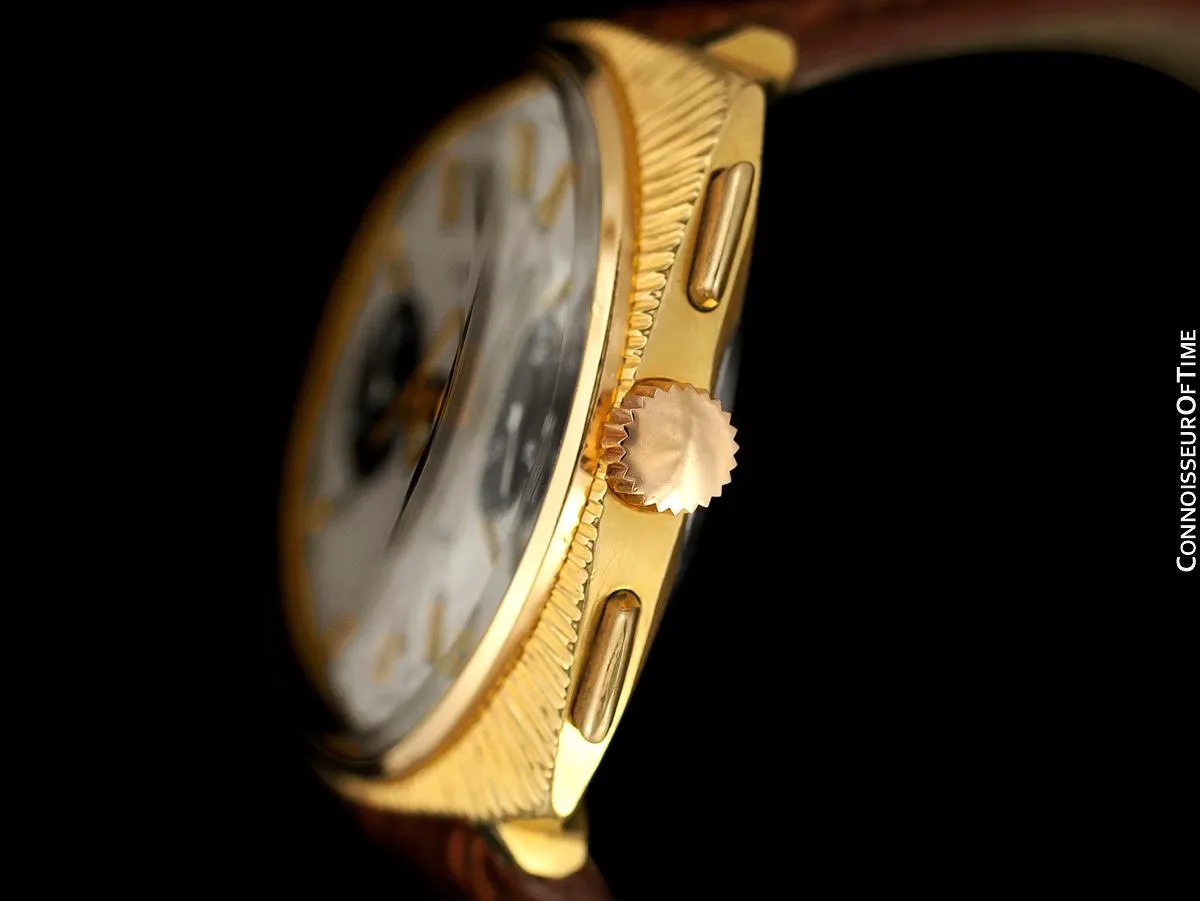 c. 1970 Breitling Top Time Vintage Large Pilots Panda Dial Chronograph - 14K Gold Filled & Stainless Steel