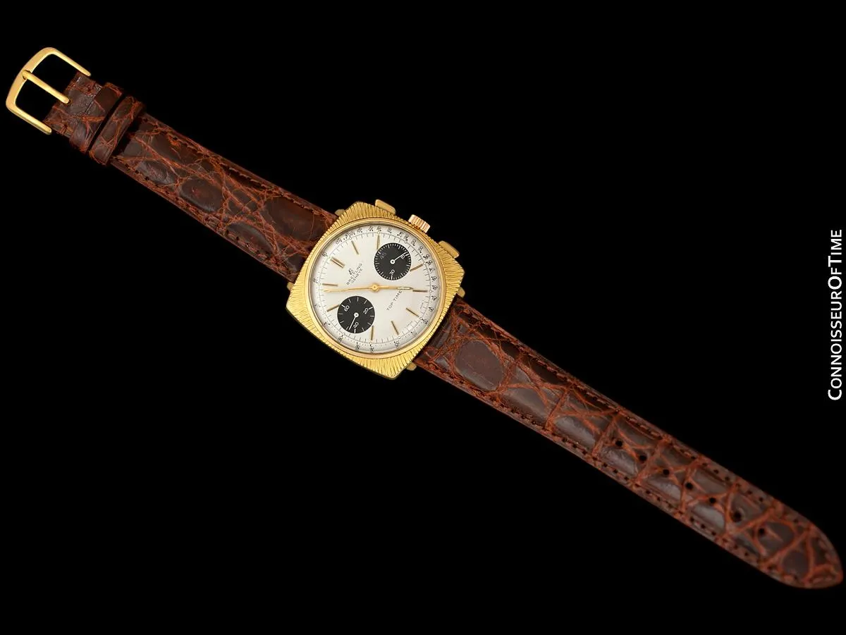 c. 1970 Breitling Top Time Vintage Large Pilots Panda Dial Chronograph - 14K Gold Filled & Stainless Steel