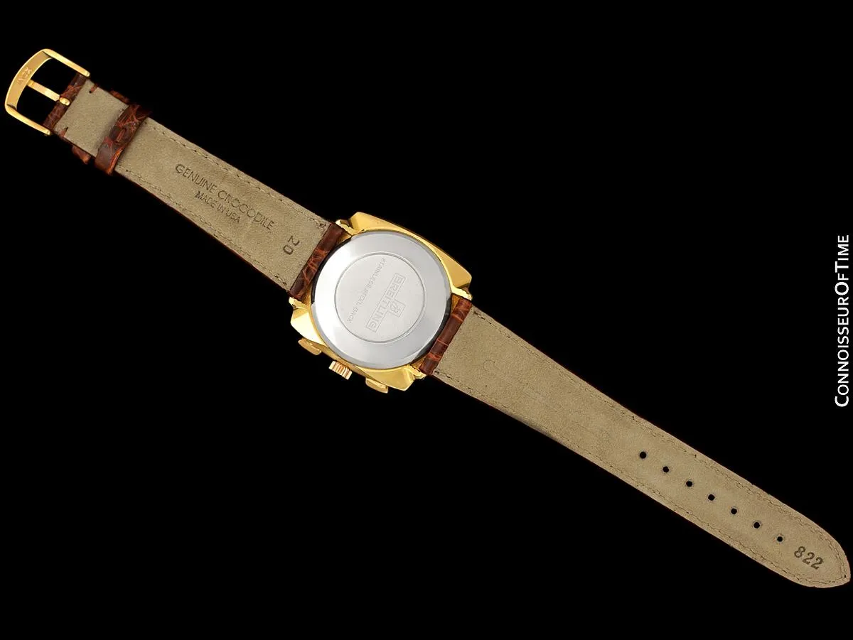 c. 1970 Breitling Top Time Vintage Large Pilots Panda Dial Chronograph - 14K Gold Filled & Stainless Steel