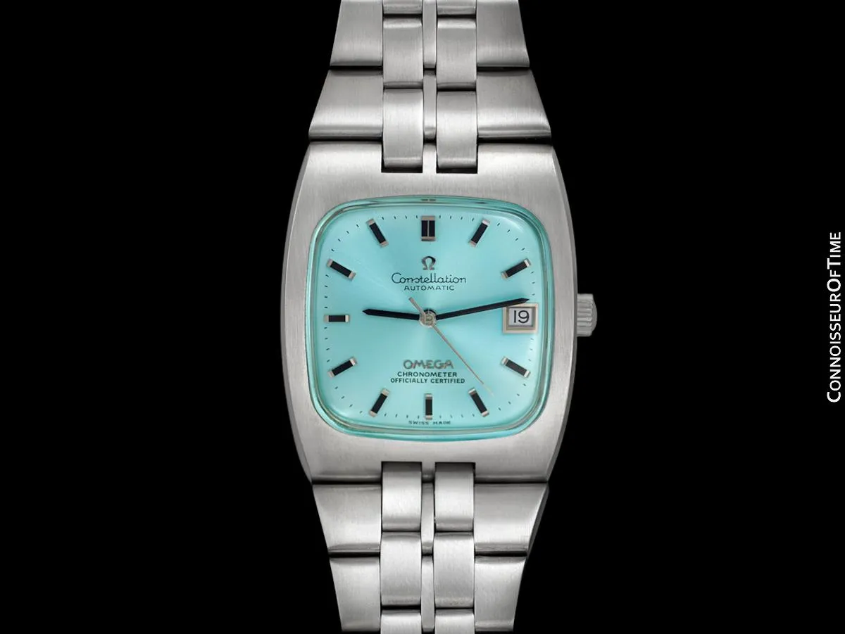 c. 1970 Omega Constellation Mens Automatic Chronometer Watch with Tiffany Blue Dial - Stainless Steel