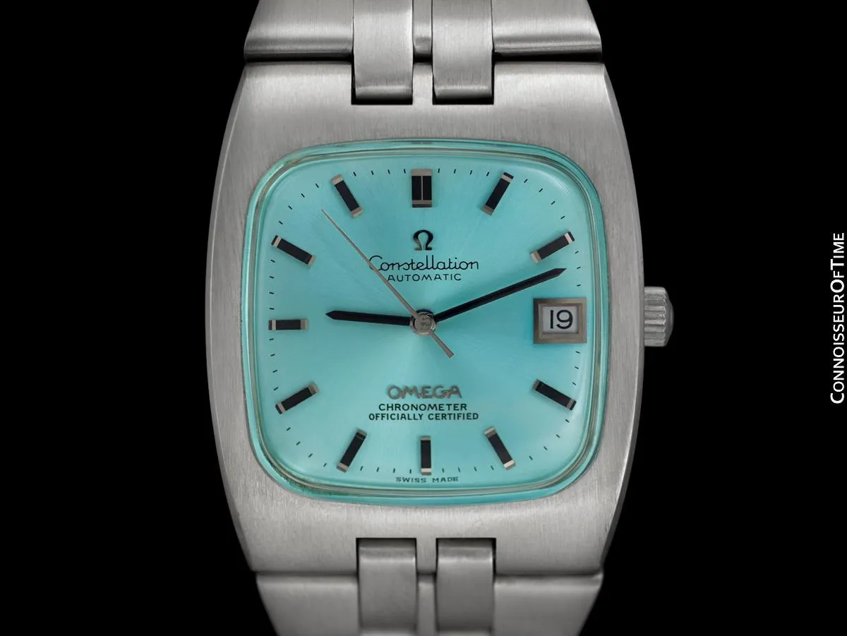c. 1970 Omega Constellation Mens Automatic Chronometer Watch with Tiffany Blue Dial - Stainless Steel