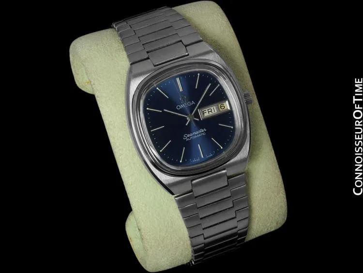 c. 1978 Omega Seamaster Vintage Mens TV Watch, Automatic, Day Date - Stainless Steel