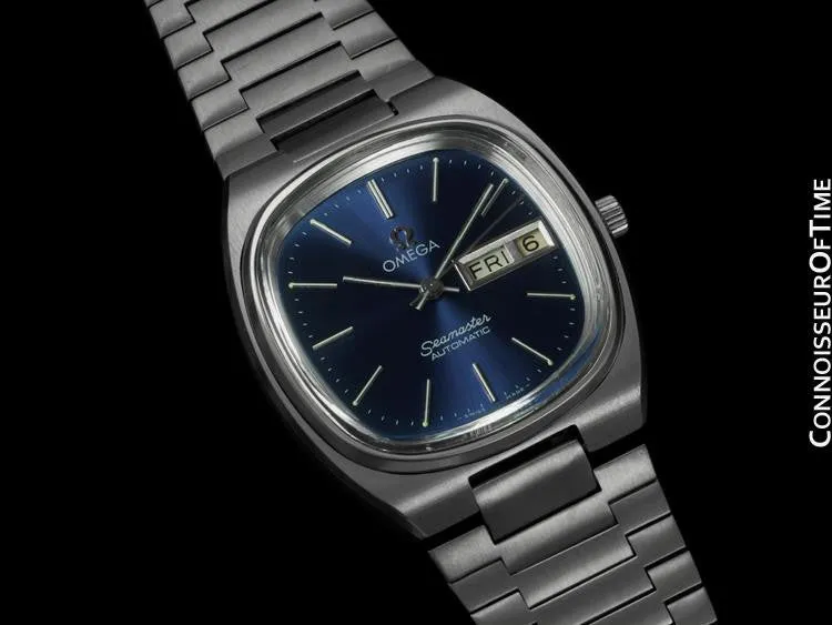 c. 1978 Omega Seamaster Vintage Mens TV Watch, Automatic, Day Date - Stainless Steel