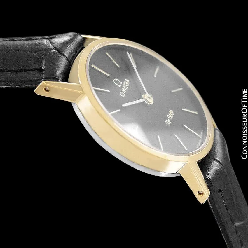 c. 1979 Omega De Ville Vintage Ladies Dress Watch - 18K Gold Plated & Stainless Steel
