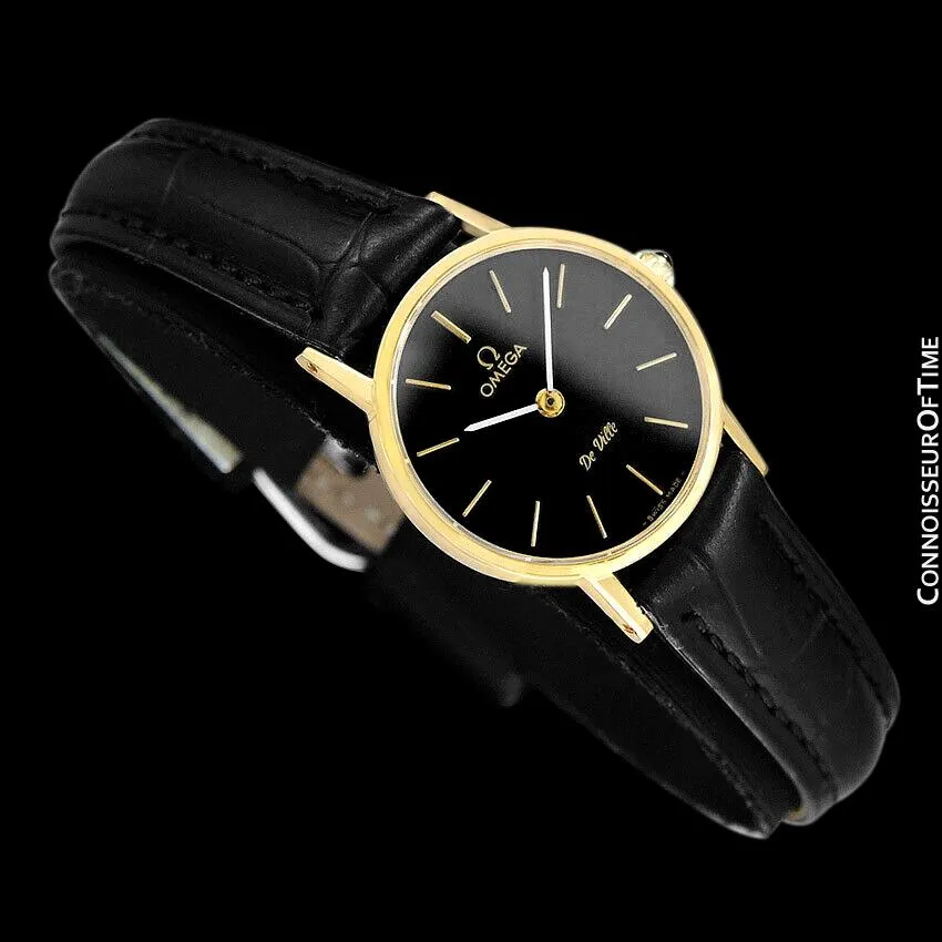 c. 1979 Omega De Ville Vintage Ladies Dress Watch - 18K Gold Plated & Stainless Steel