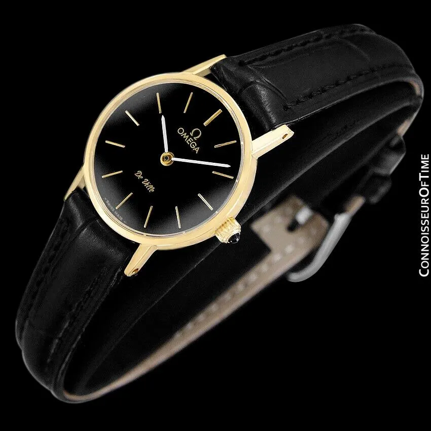c. 1979 Omega De Ville Vintage Ladies Dress Watch - 18K Gold Plated & Stainless Steel