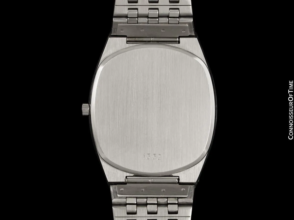 c. 1980 Omega De Ville Classic Retro Mens Accuset Watch Buckley Dial, Quick-Setting Hour - Stainless Steel