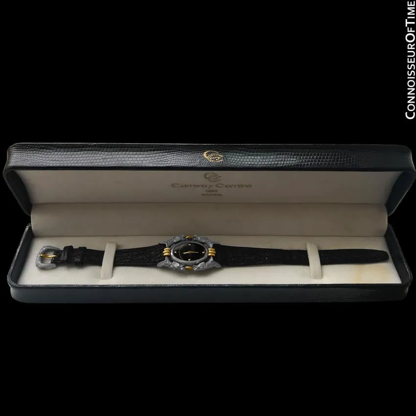 Carrera y Carrera Full Size Ladies Quartz Equestrian (Horse) Watch - Sculptured Titanium & 18K Gold
