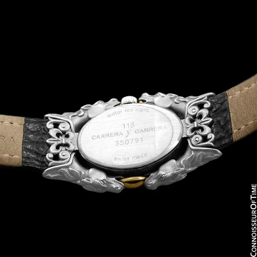 Carrera y Carrera Full Size Ladies Quartz Equestrian (Horse) Watch - Sculptured Titanium & 18K Gold