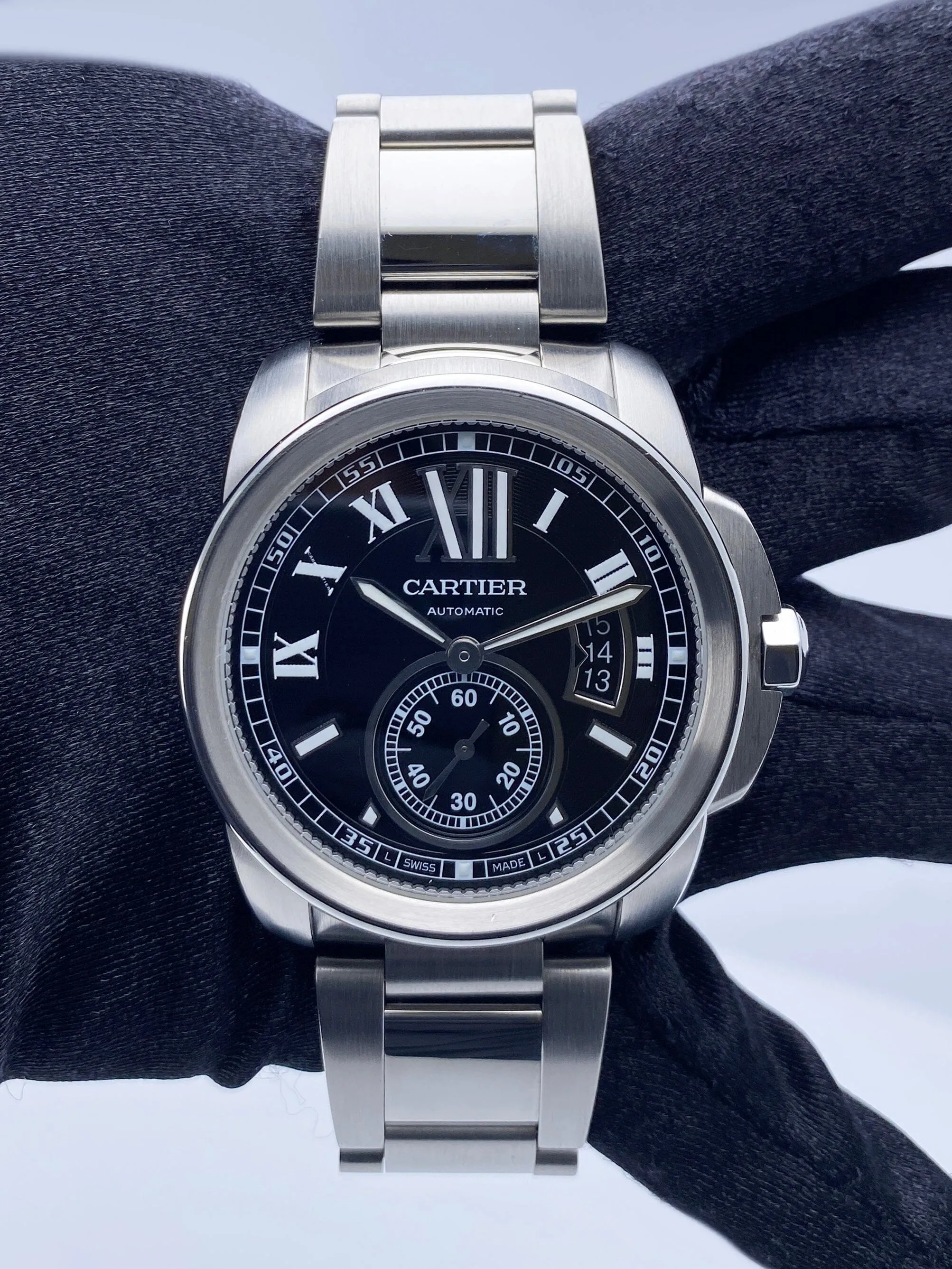 Cartier Calibre W7100016 Black Dial Steel Mens Watch