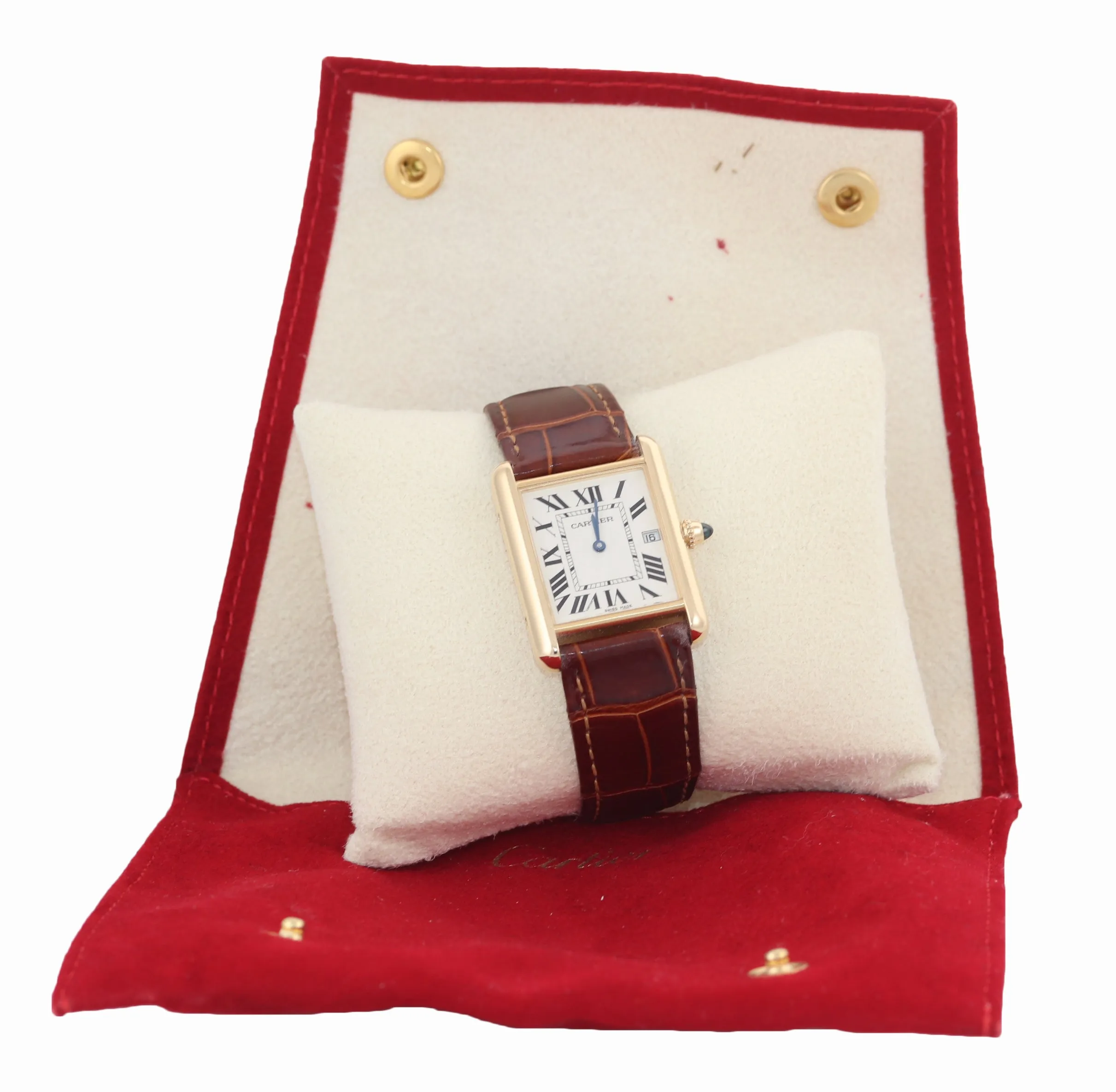Cartier Louis Tank Solid 18k Yellow Gold Quartz Roman 2441 W1529756 Date Watch